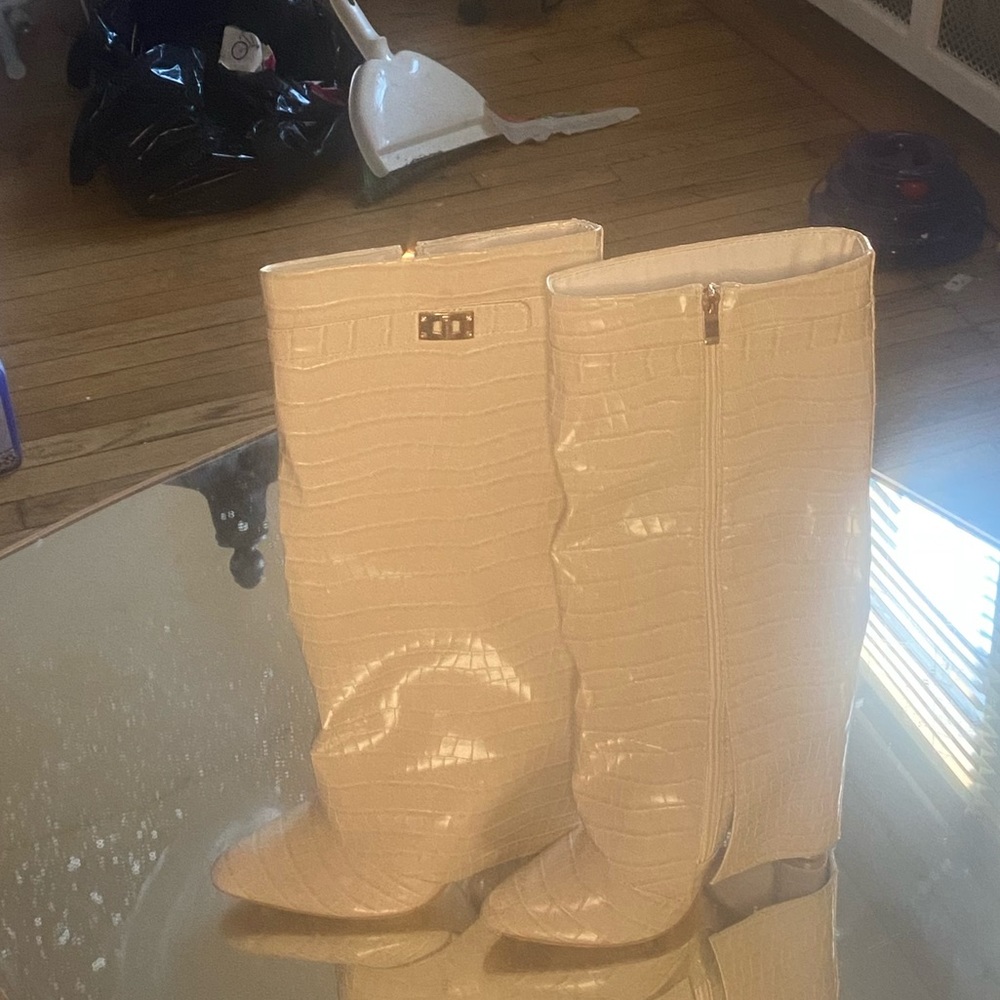Faux snake skin cover up boots